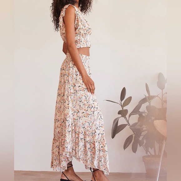 Free People - Pretty Daze Ivory Floral Print Two-Piece Dress - size medium - Picture 2 of 13